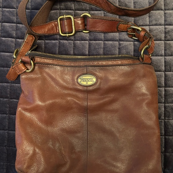 Fossil Tan Leather Messenger Bag
